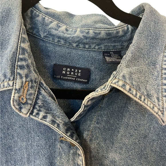 Crazy Horse Liz Claiborne Women’s Denim Short Sleeve Shirt 100% Cotton Size: XL - Picture 3 of 6